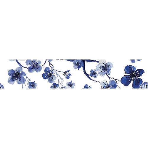 Sticker décoratif fleurs de cerisier bleus pour contremarches