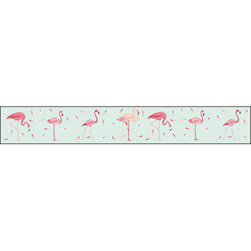 Sticker contremarches exotique avec flamants rose pour une déco pastel.