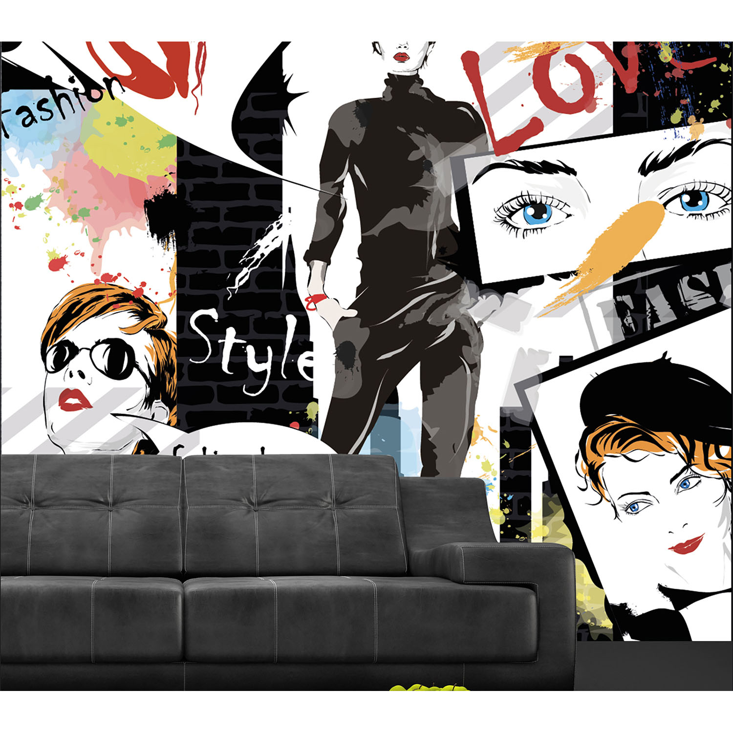 Panoramique à coller pop art, mur d'image tendance, fashion style, inspiration Andy Warhol 1 Panoramique, Mur d’image prêt à encoller