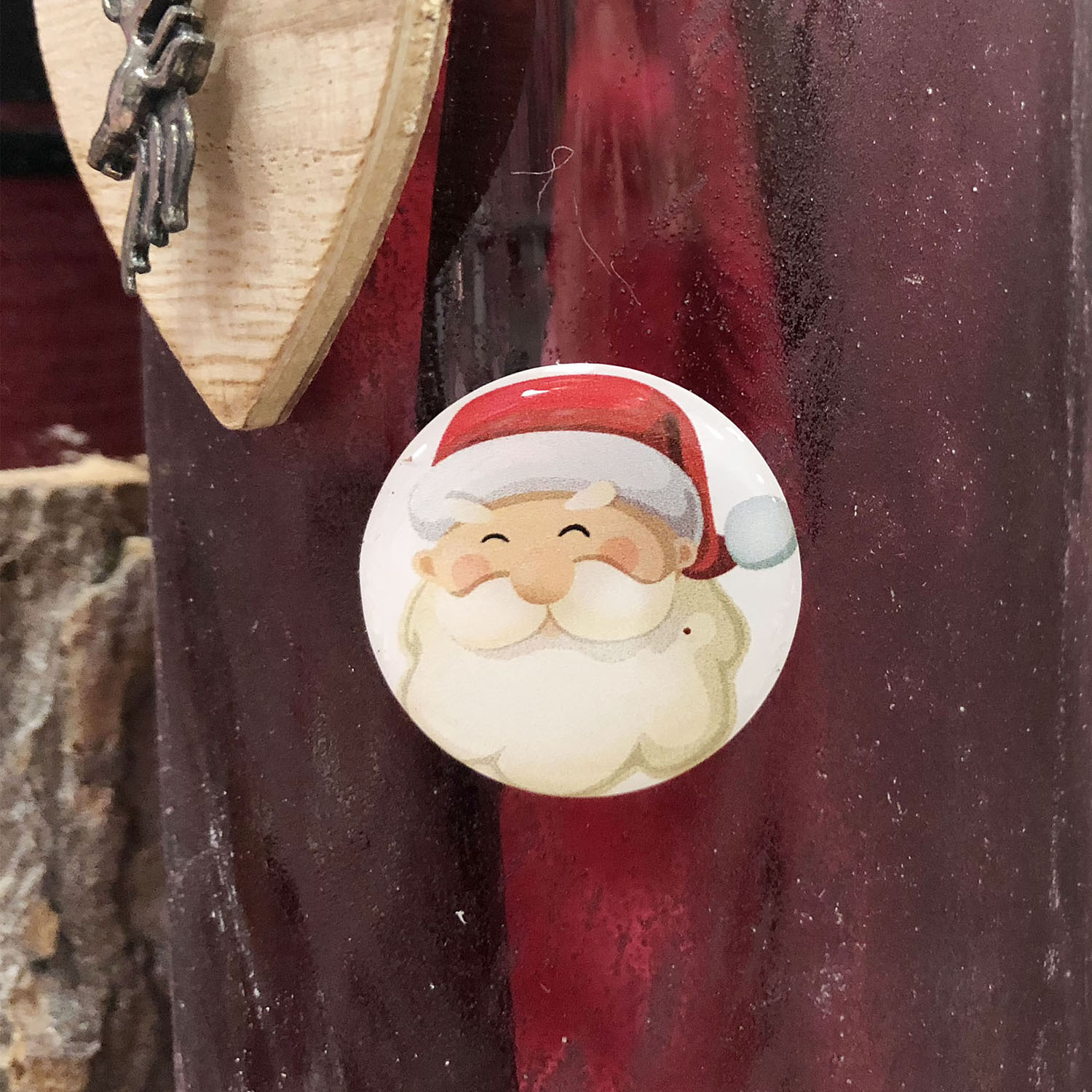 Sticker rond tête de Père Noël