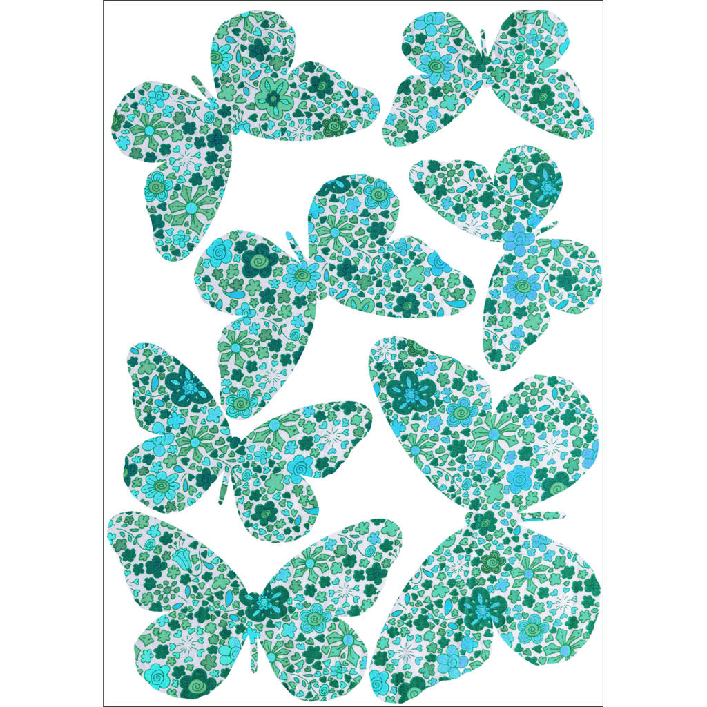 Sticker 3D papillon modèle à fleure bleue