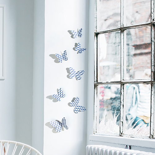 Sticker mural Papillons scandinave chevrons 3D sur un rebord de fenêtre