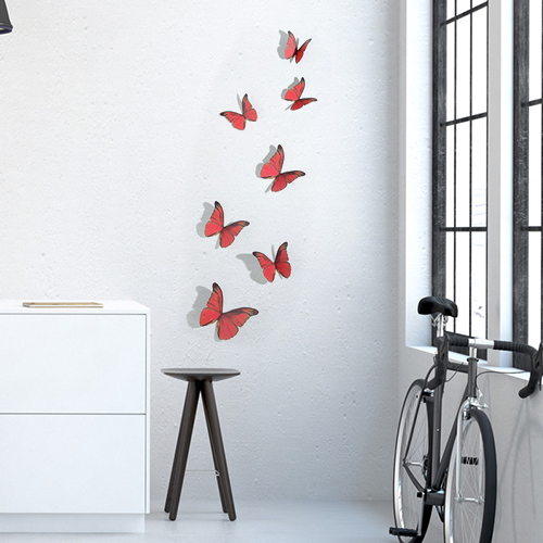 Stickers muraux 3D Papillons rouges