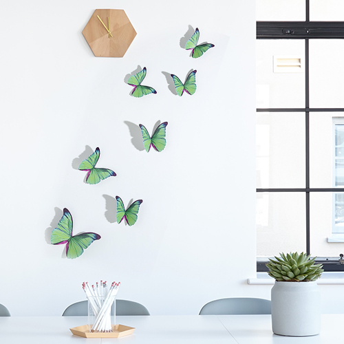 Sticker adhésif décoration 3D Papillons verts