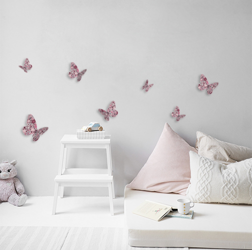 Sticker papillon rose deco 