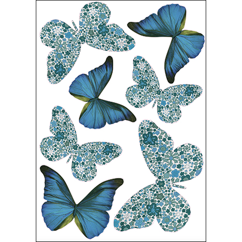 Sticker pour murs en 3D avec papillons bleu et liberty