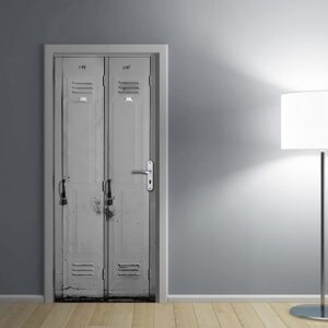 sticker pour porte Casiers effet trompe l'oeil en gris