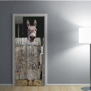 Sticker pour porte avec Ane aux toilette déco drôle