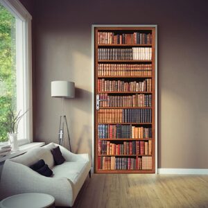 Autocollant porte d'une bibliothèque Livres Anciens dans un salon