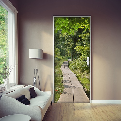 Autocollant Porte 3D Jungle Verte 90x200cm - PVC Adhésif, Facile à Poser, Pour Cuisine Salle De Bain