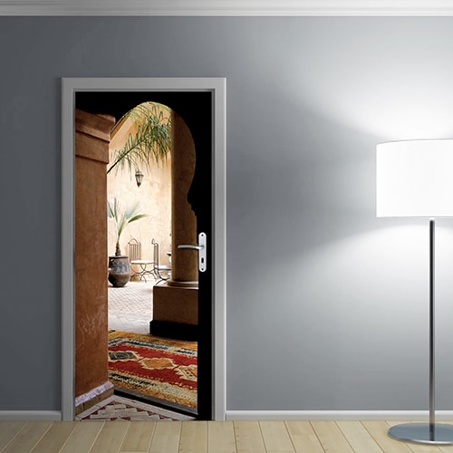 Sticker pour porte trompe l'oeil pour porte Marrakech