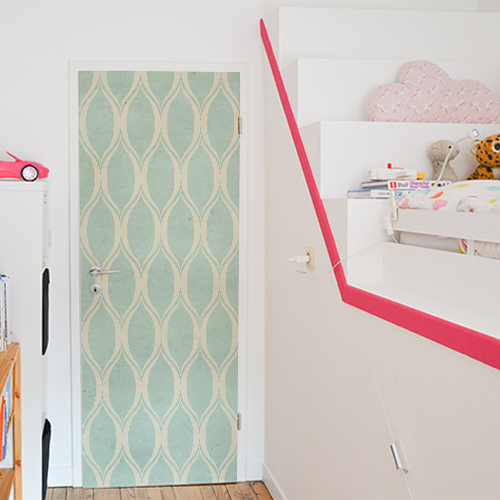 Chambre pour enfant décoré avec un sticker autocollant motif pastel vert