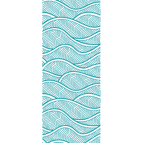 Sticker adhésif décoratif pour portes modèle vagues bleues thème Asie