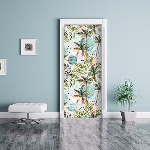 Sticker mural Porte Voyage Ile Paradisiaque - Sticker Porte En