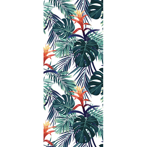 Sticker autocollant pour portes intérieure fleurs tropicales exotiques