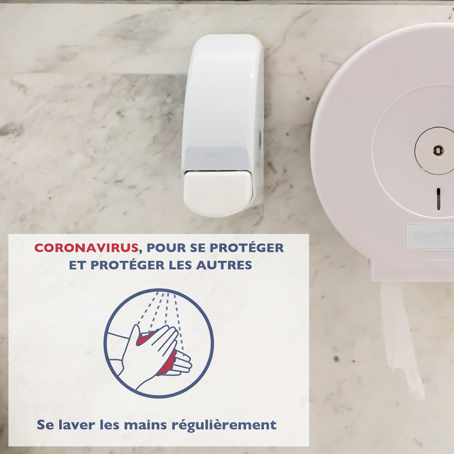 affiche adhésive se laver les mains 