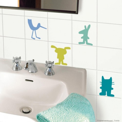 Osez le sticker Animaux pour carrelage ! mis en ambiance, 1ère proposition Stickers autocollants Animaux pour carrelage
