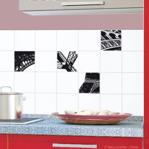 Sticker Carrelage : bienvenu à Paris Autocollant carrelage mural pour cuisine