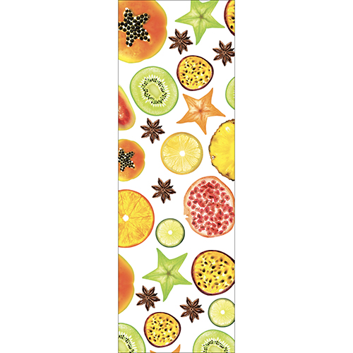 Sticker autocollant adhésif à coller sur grand frigo : Motif FRUITS EXOTIQUES