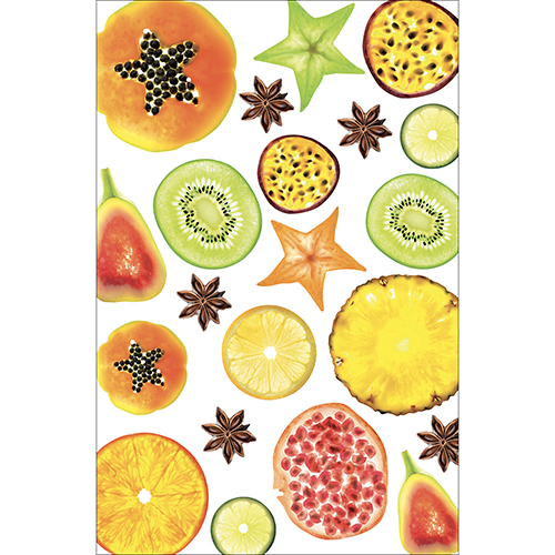 Sticker autocollant motif FRUITS EXOTIQUES pour petits frigo