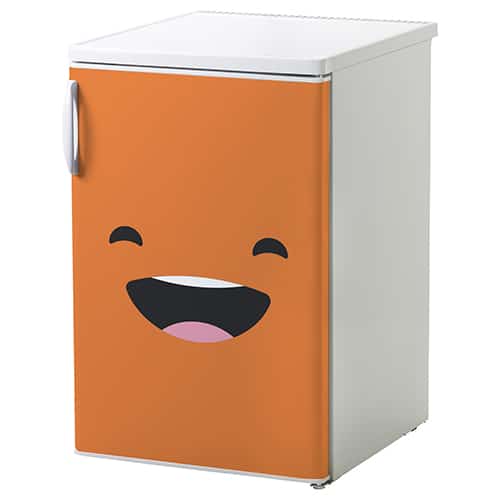 adhésif sticker pour petit frigo avec smiley orange mdr