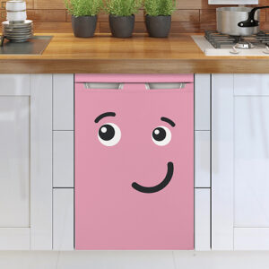 Lave vaisselle classique avec un sticker déco Smiley bisou rose