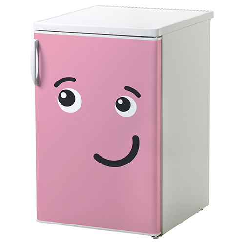 Sticker smiley Rose bisou collé sur un petit frigo