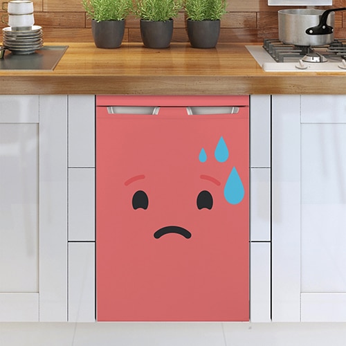 Stickers autocollants pour petit frigo smiley inquiet rose rouge !