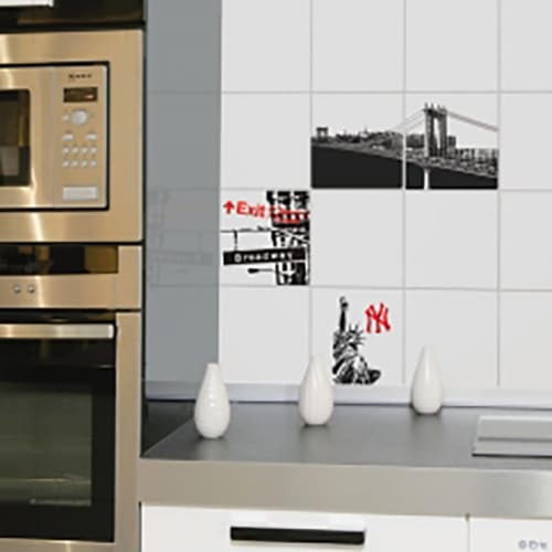 sticker carrelage New York dans une cuisine