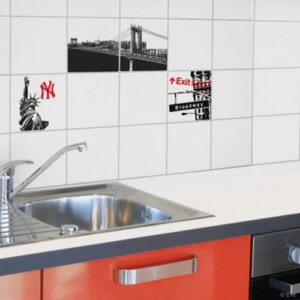 sticker carrelage New York dans une cuisine