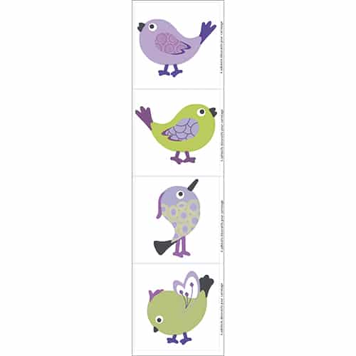 Lot de 4 stickers autocollants Oiseaux