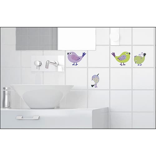 stickers muraux autocollants oiseaux dans une salle de bain