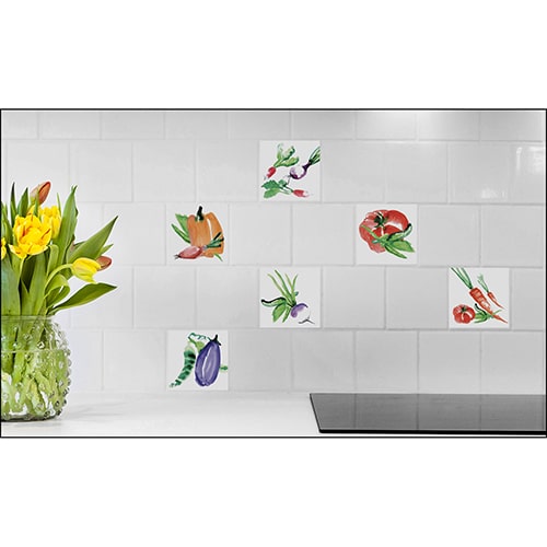 Sticker Carrelage Aquarelle pour cuisine