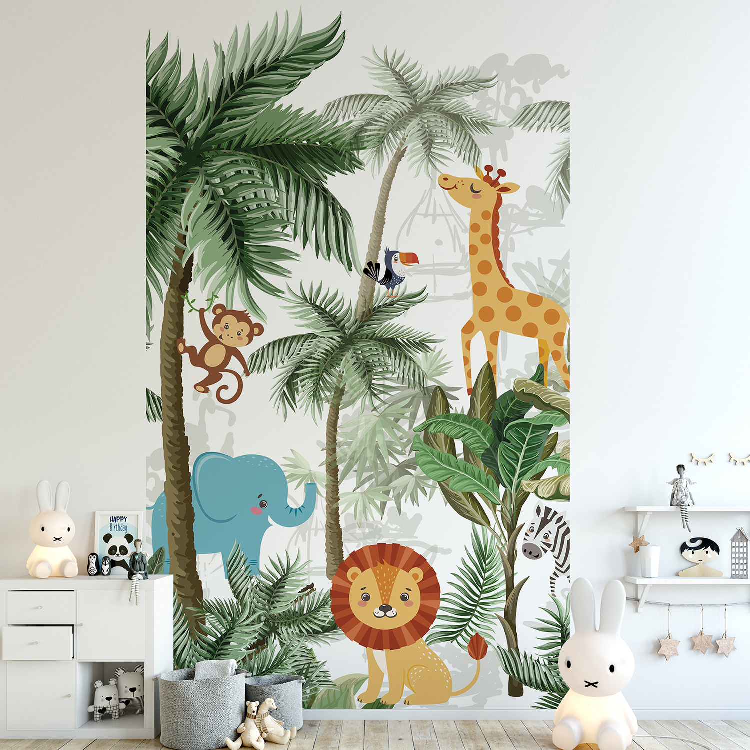 panoramique jungle animaux dessinés