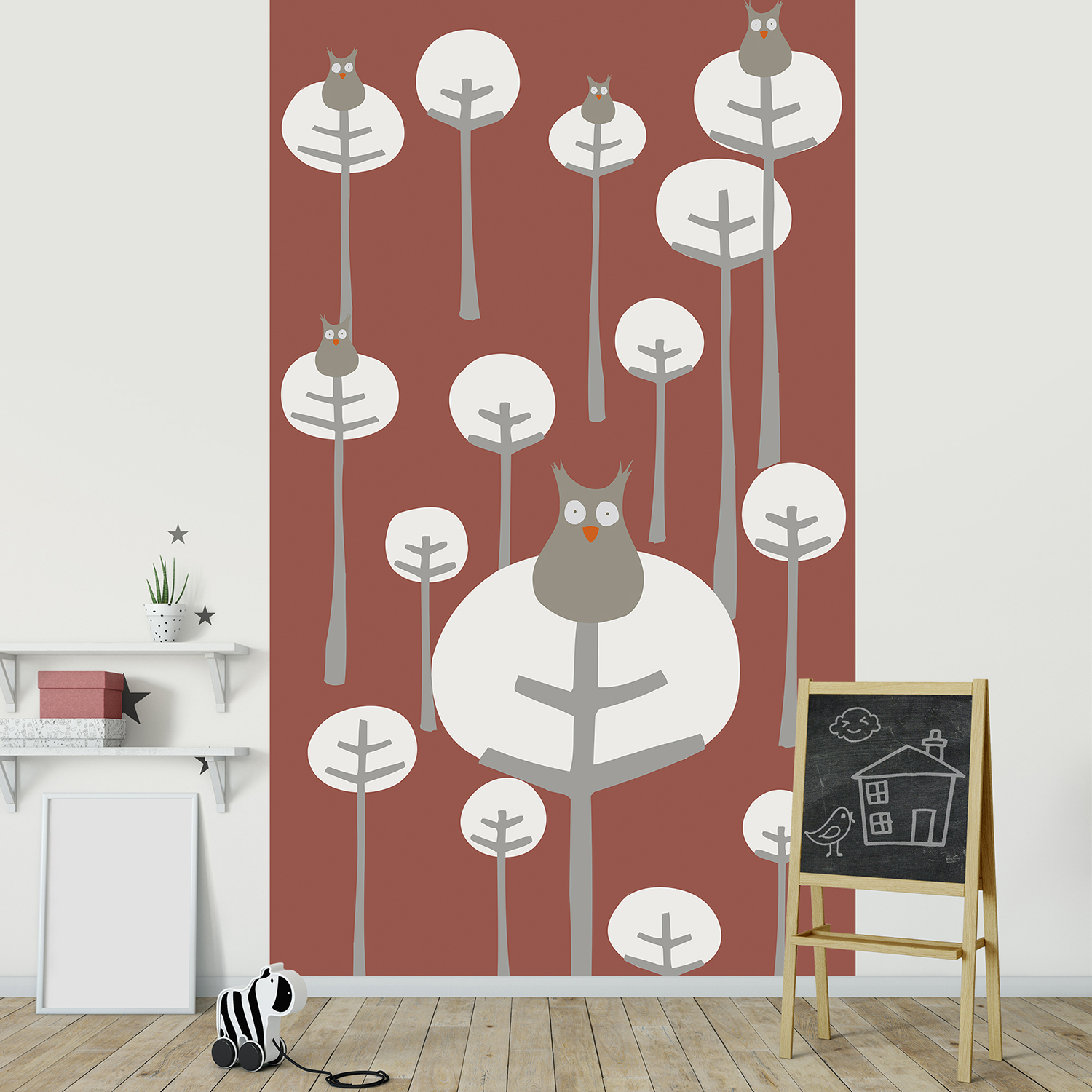 Stickers planche Maison Champignon dans une chambre d'enfant