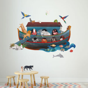 Fresque Murale, embarquez avec Noé et ses amis! Décor parfait pour chambre d'enfant