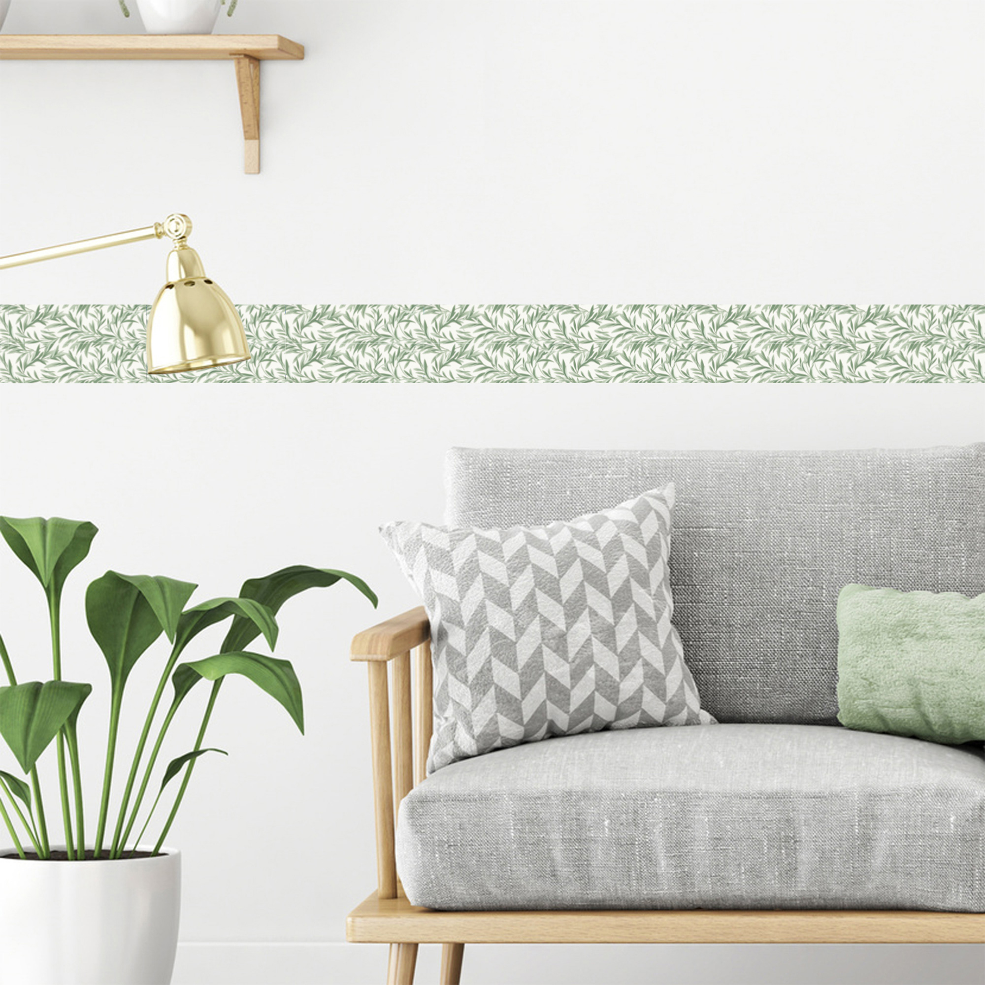 Tendance Frise décorative et adhésive au feuillage Vert, idéale pour personnaliser votre mur