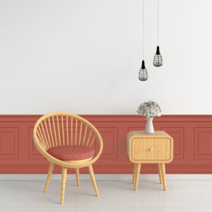 soubassement moulure imitation boiserie tendance uni terre rouge