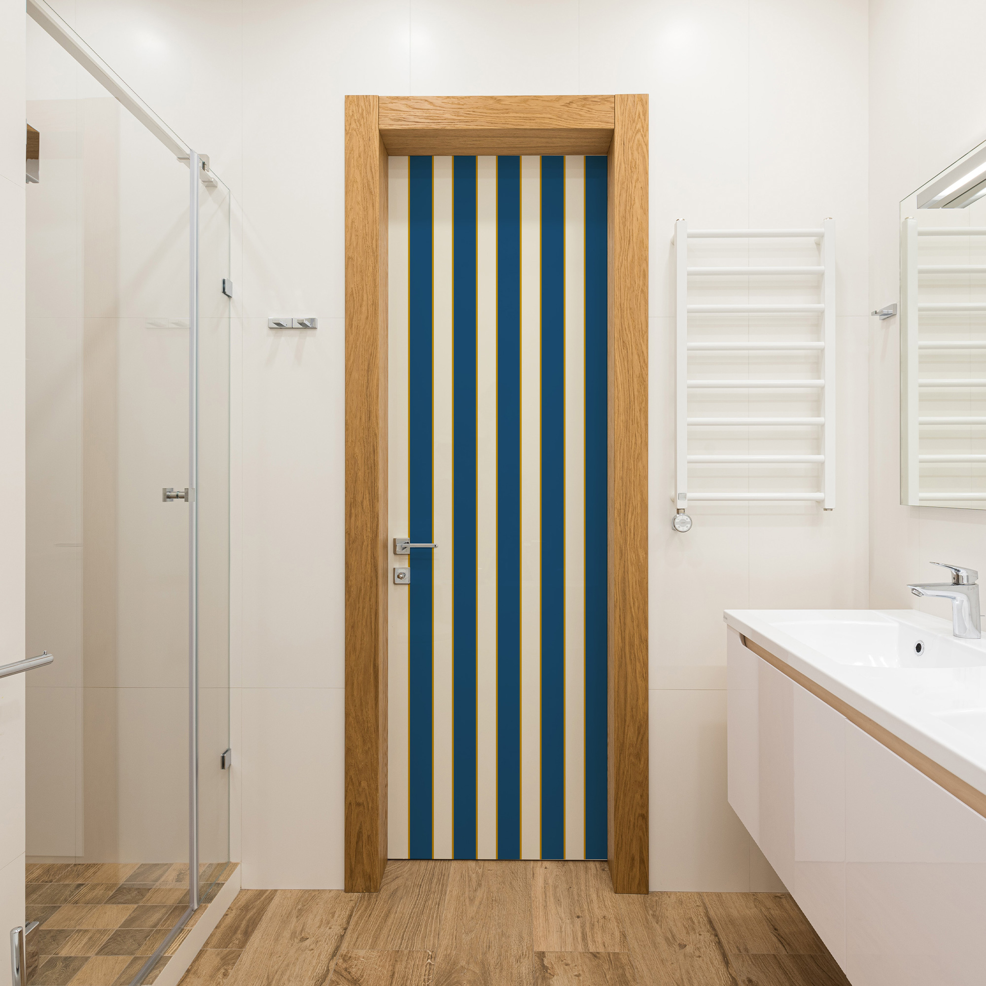 sticker porte rayures vintage bleu