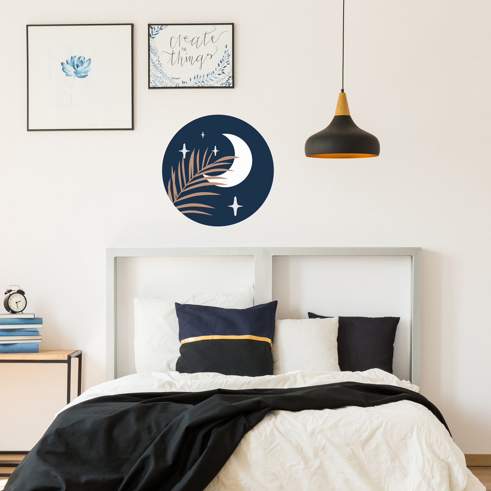 Sticker rond - Croissant de lune étoilé 1 sticker rond, croissant de lune étoilé