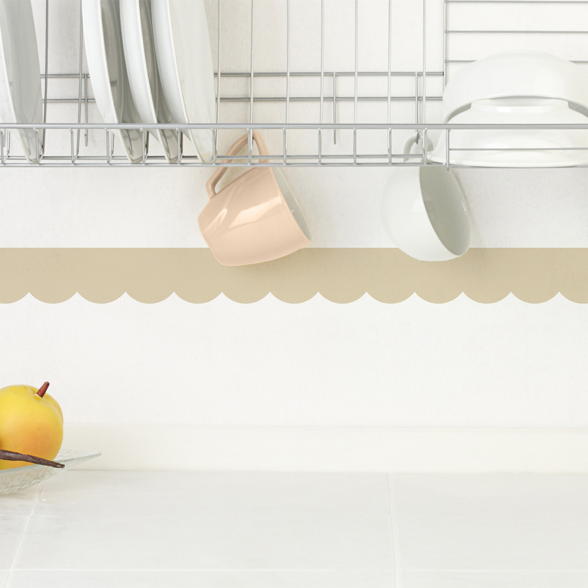 Frise Murale Adhésive 9 cm, festonnée beige