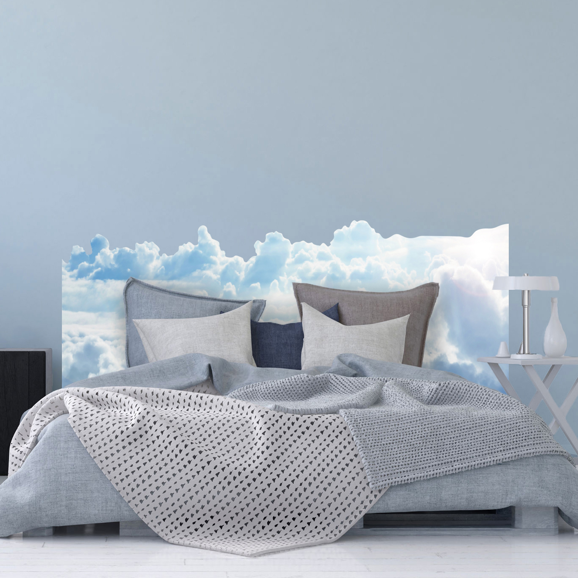 tête de lit, papier peint, intissé préencollé, nuages