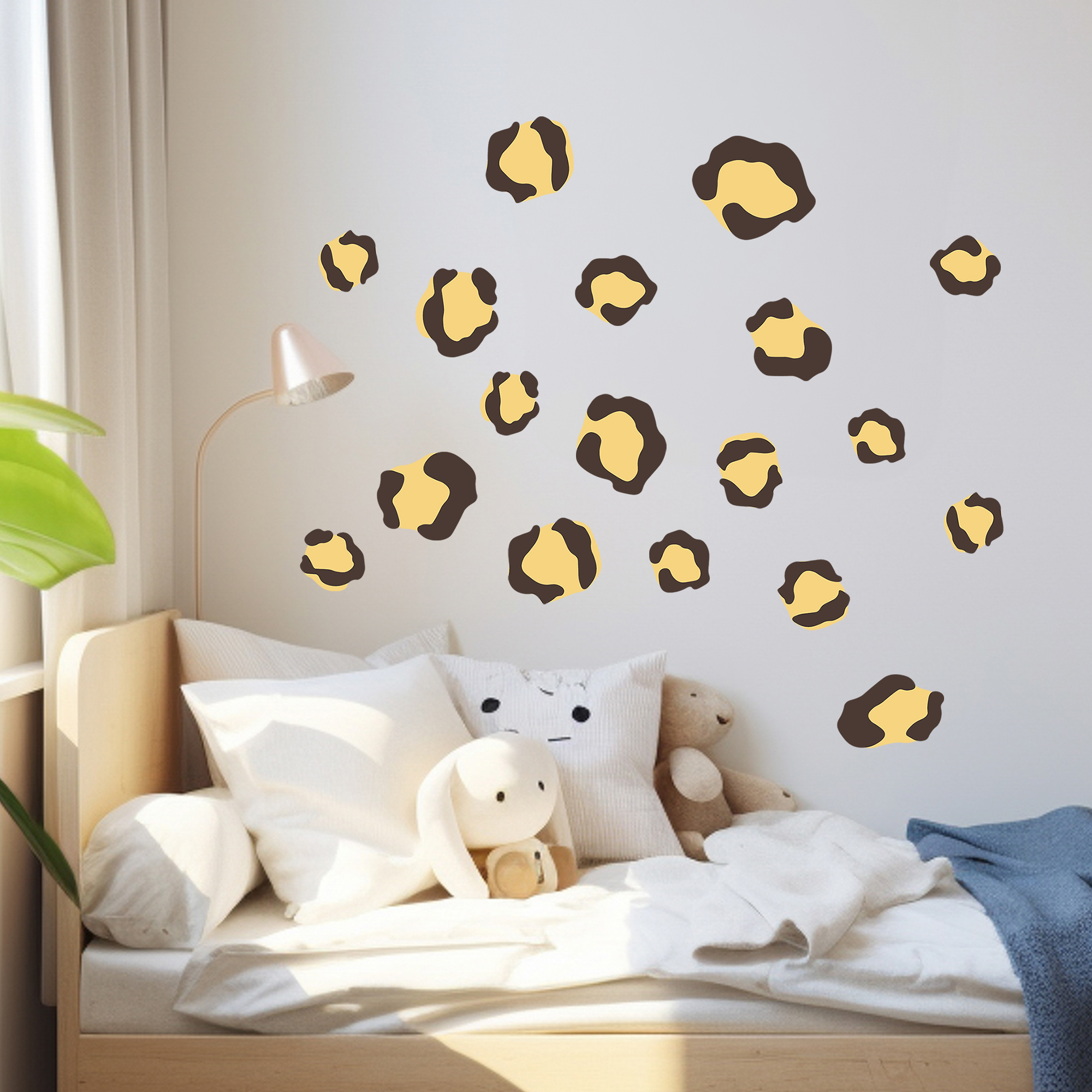 sticker, tâches de léopards jaune et noir