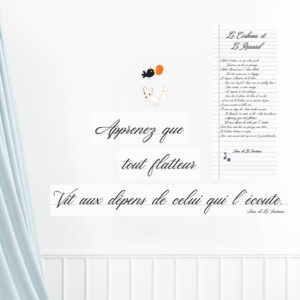 sticker, fable, le corbeau et le renard, de la fontaine