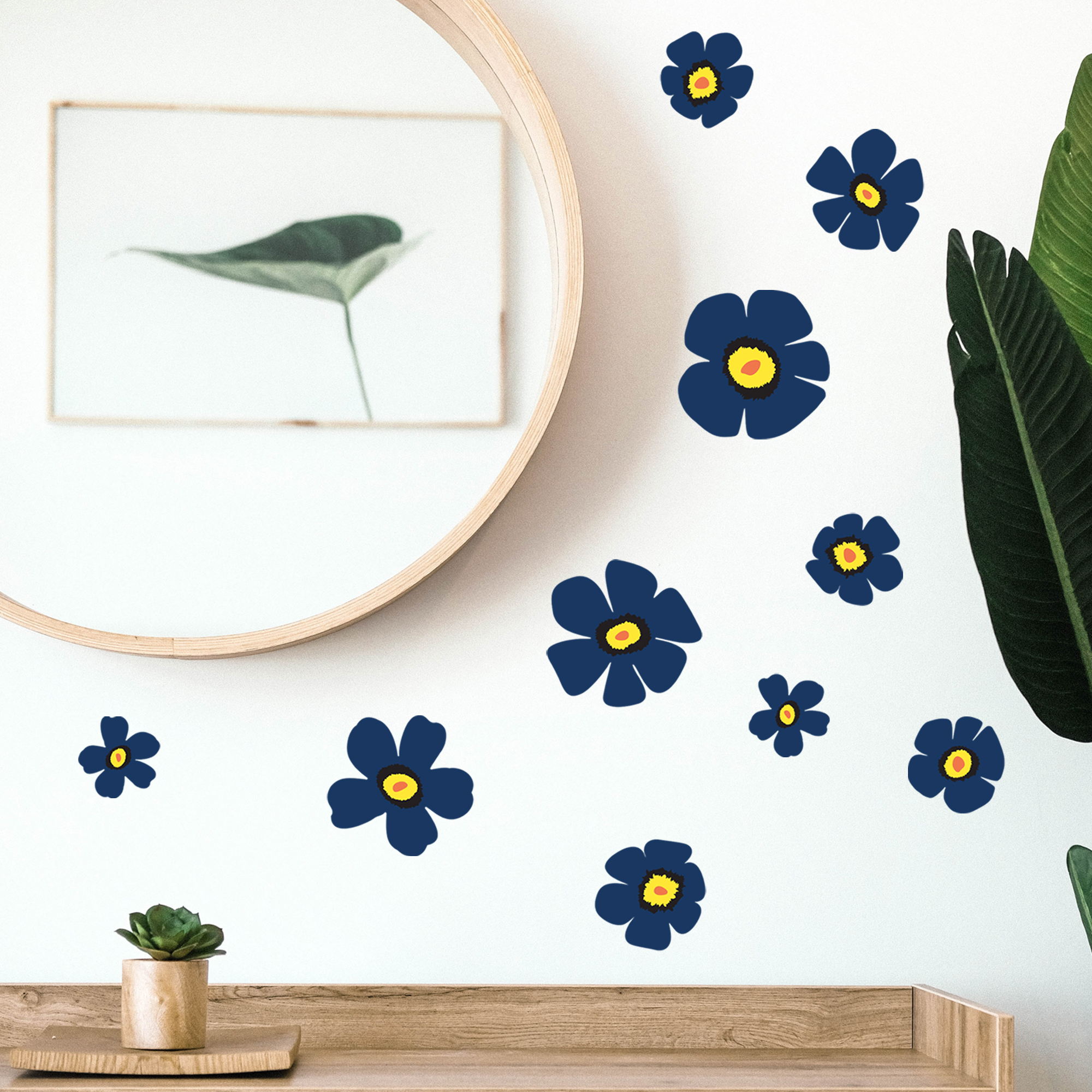 sticker, fleurs contemporaines bleu