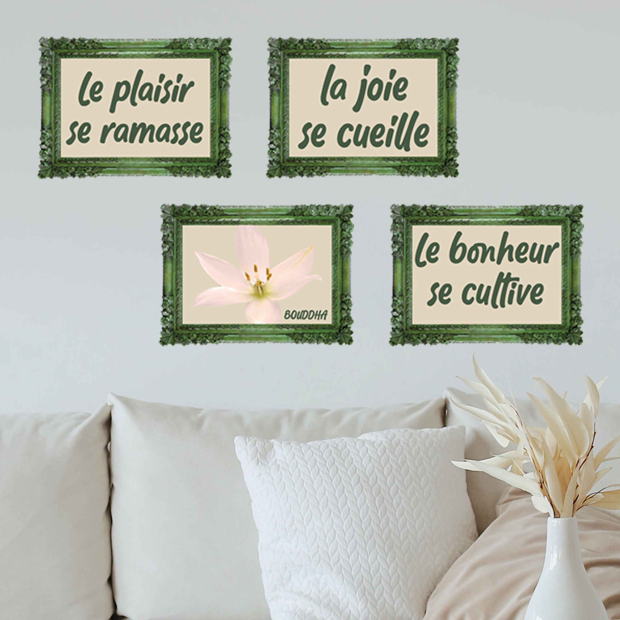 sticker, le bonheur se cultive, bouddha