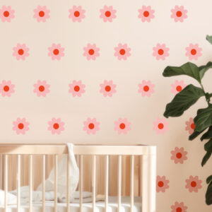 sticker, pâquerettes, rose