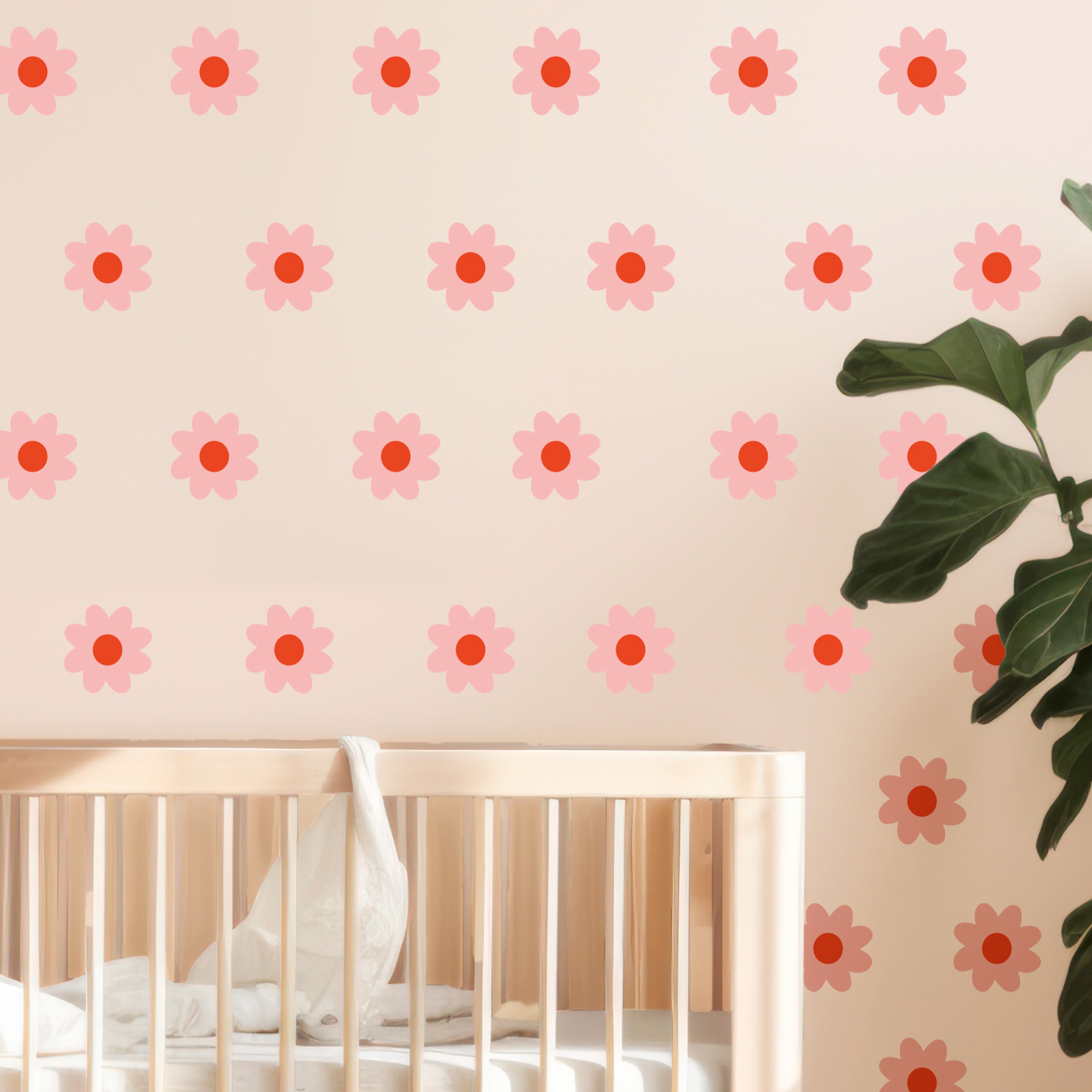 sticker, pâquerettes, rose