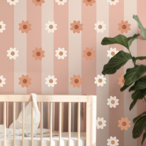 sticker, pâquerettes, beige, marron