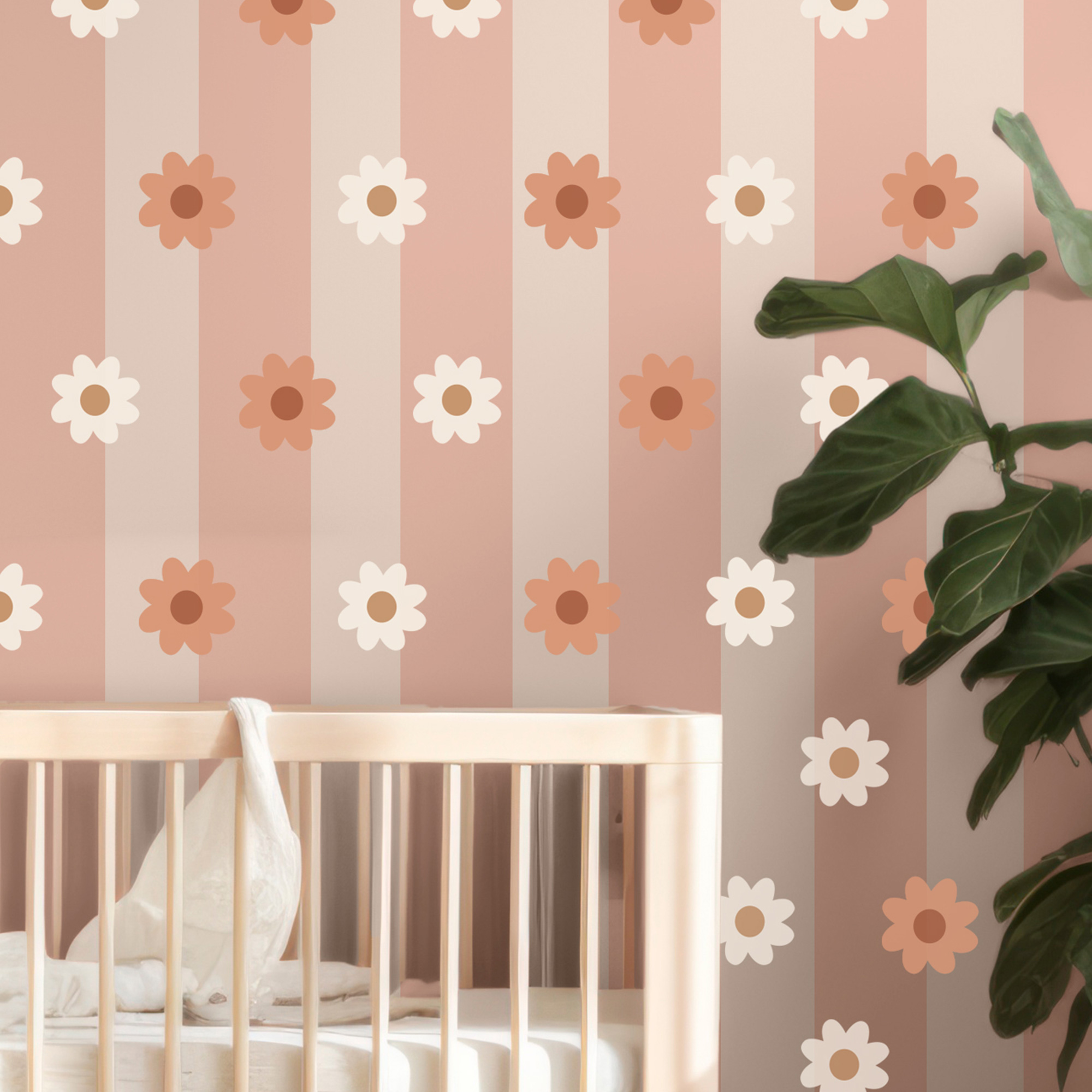 sticker, pâquerettes, beige, marron